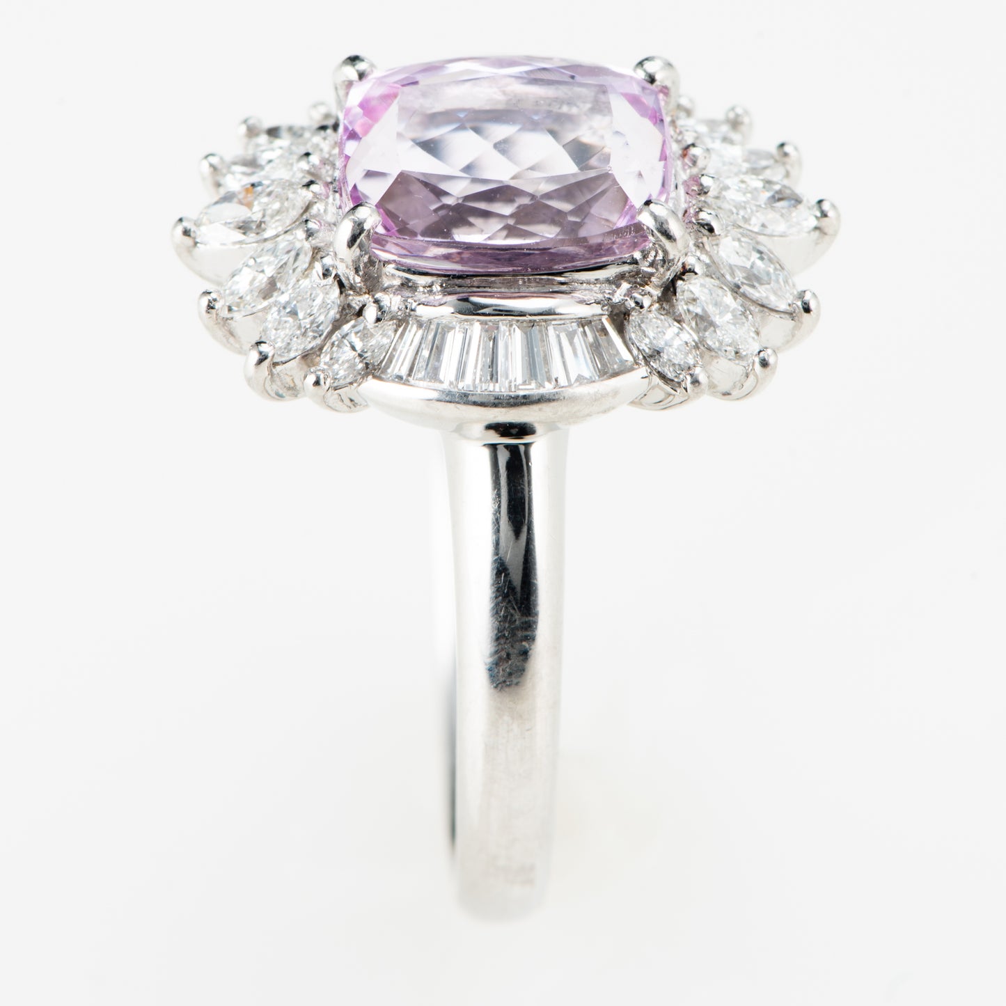 ピンクトパーズプラチナ製リング To: 2.73ct D:0.75ct Pt900