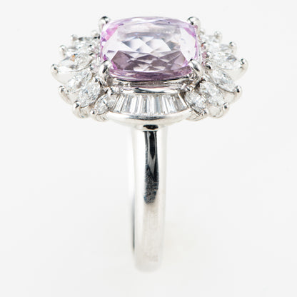 ピンクトパーズプラチナ製リング To: 2.73ct D:0.75ct Pt900