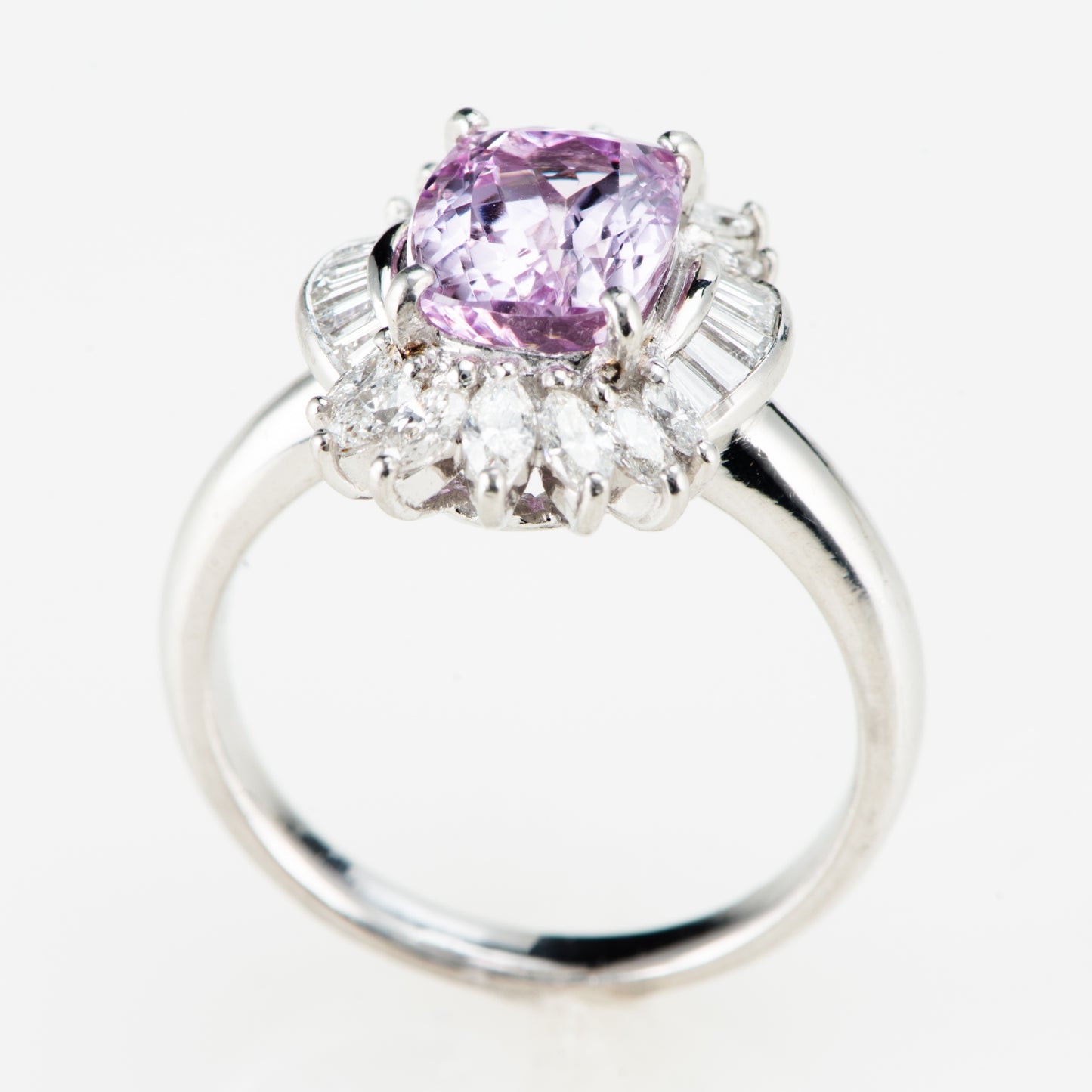 ピンクトパーズプラチナ製リング To: 2.73ct D:0.75ct Pt900