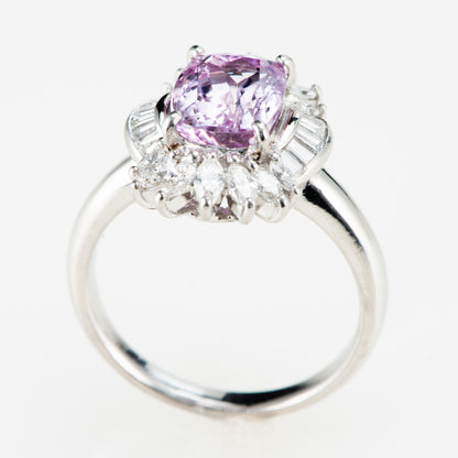 ピンクトパーズプラチナ製リング To: 2.73ct D:0.75ct Pt900