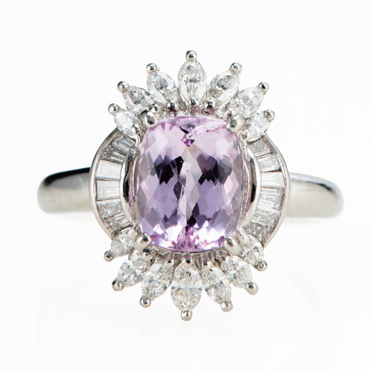 ピンクトパーズプラチナ製リング To: 2.73ct D:0.75ct Pt900