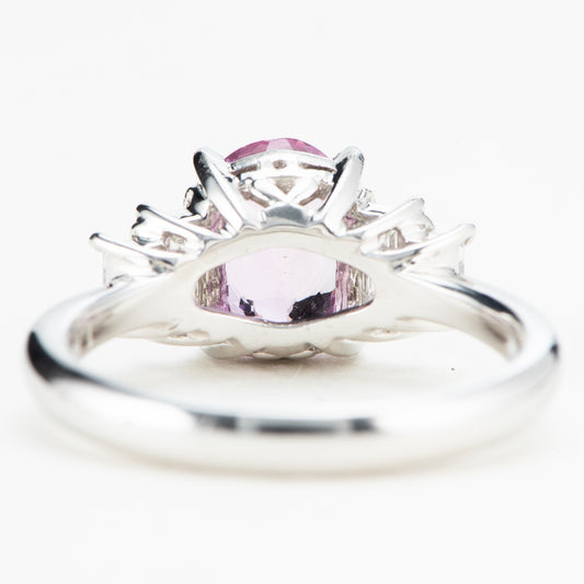 ピンクトパーズプラチナリング To: 1.76ct D:0.48ct Pt900