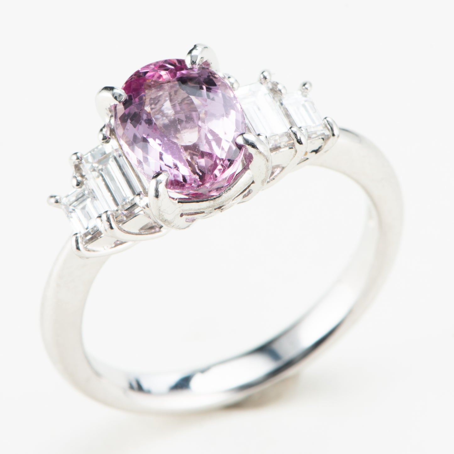 ピンクトパーズプラチナリング To: 1.76ct D:0.48ct Pt900