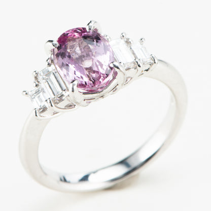 ピンクトパーズプラチナリング To: 1.76ct D:0.48ct Pt900