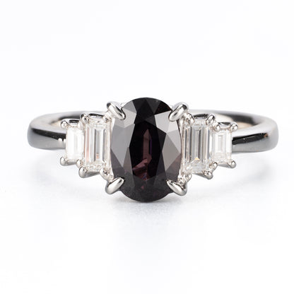 Pt900 タンザニア産 非加熱ブラウニッシュパープルサファイア 1.63ct ダイヤモンド 0.38ct リング（GIA鑑別付）