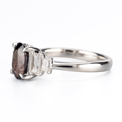 Pt900 タンザニア産 非加熱ブラウニッシュパープルサファイア 1.63ct ダイヤモンド 0.38ct リング（GIA鑑別付）