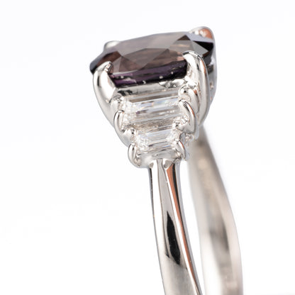 Pt900 タンザニア産 非加熱ブラウニッシュパープルサファイア 1.63ct ダイヤモンド 0.38ct リング（GIA鑑別付）