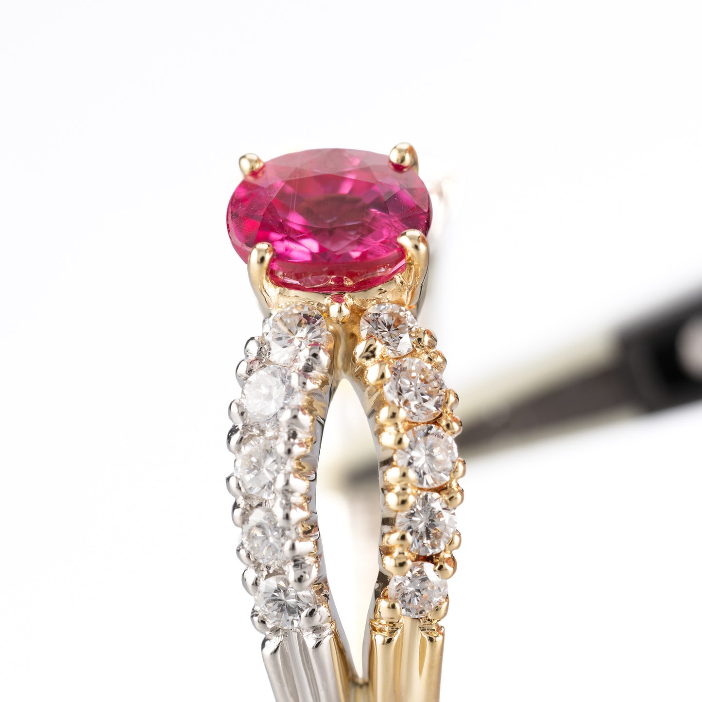 ZUISHO｜Pt900/K18YG タイ産 ピンクサファイア 1.10ct ダイヤモンド 0.58ct リング（GIA鑑別付）