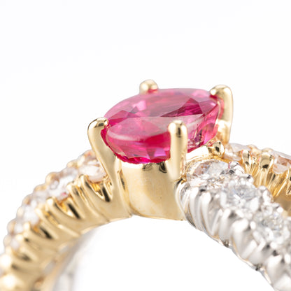 ZUISHO｜Pt900/K18YG タイ産 ピンクサファイア 1.10ct ダイヤモンド 0.58ct リング（GIA鑑別付）