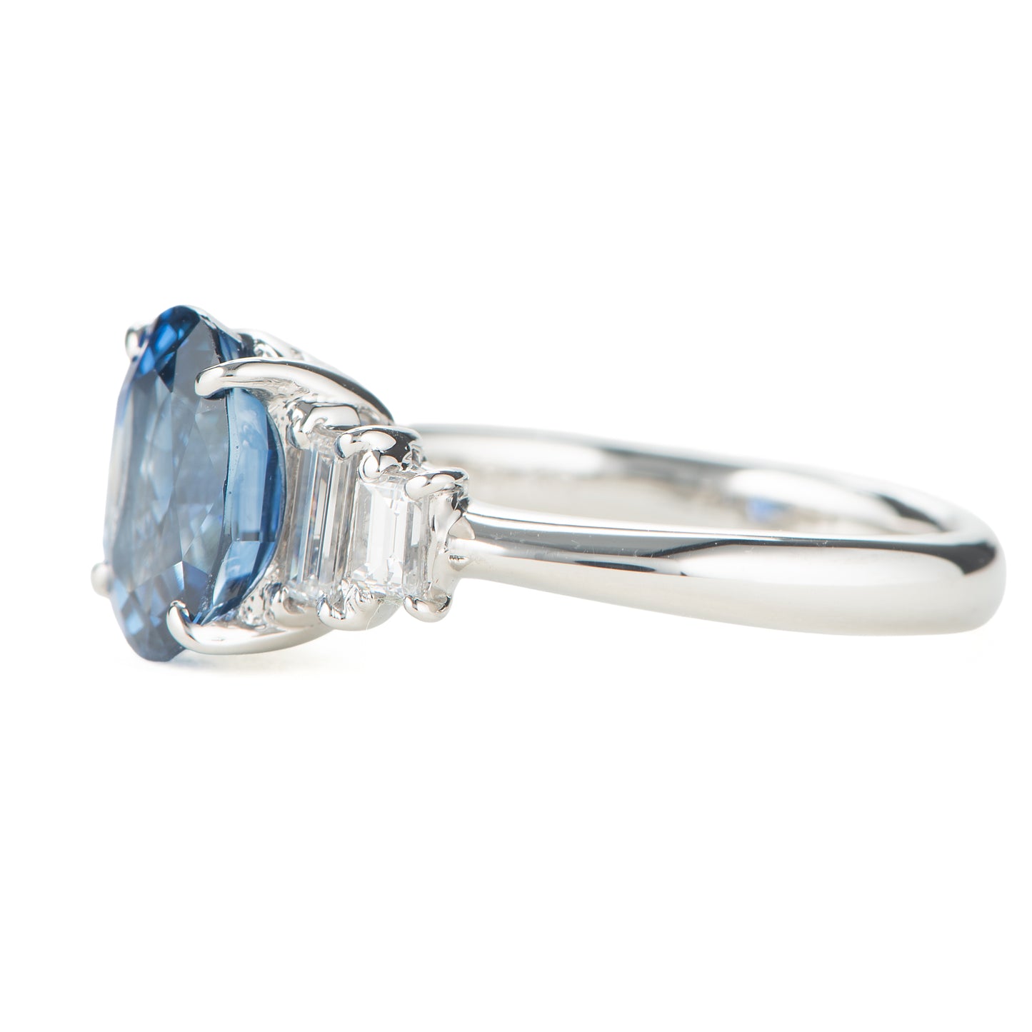 サファイアxダイヤモンド プラチナ製リング S: 2.84 ct D: 0.48ct Pt900 GIA