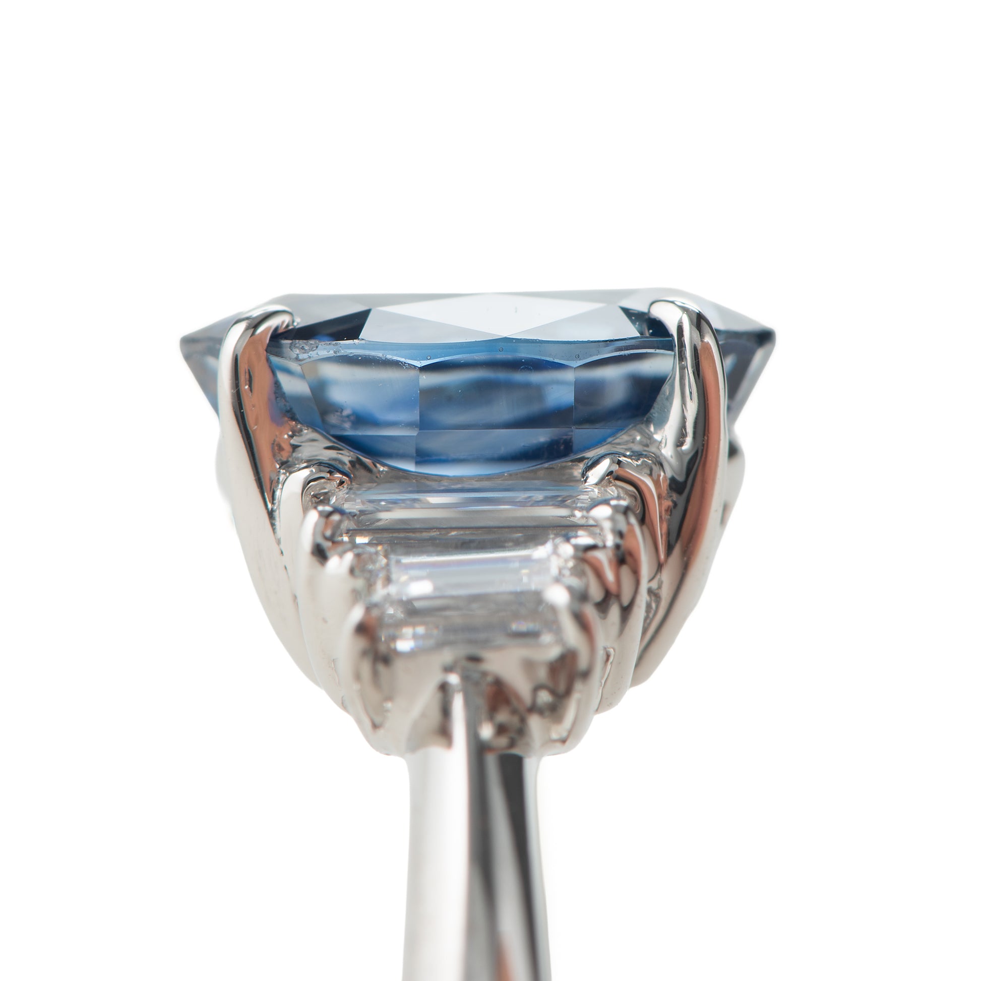 サファイアxダイヤモンド プラチナ製リング S: 2.84 ct D: 0.48ct Pt900 GIA