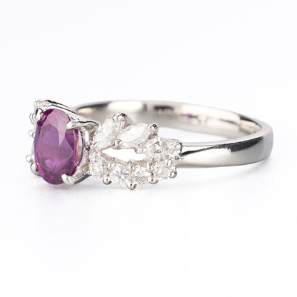 マダガスカル産ルビーxダイヤモンド　プラチナ製リング  R: 0.96ct D:0.45ct Pt900　GIA