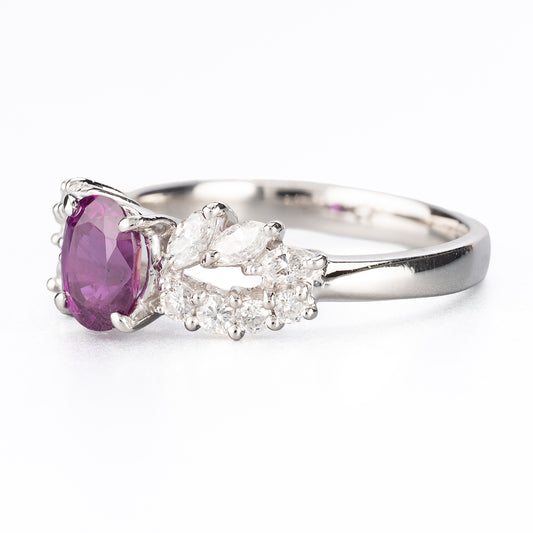 マダガスカル産ルビーxダイヤモンド　プラチナ製リング  R: 0.96ct D:0.45ct Pt900　GIA