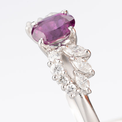 マダガスカル産ルビーxダイヤモンド　プラチナ製リング  R: 0.96ct D:0.45ct Pt900　GIA