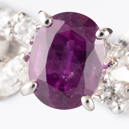 マダガスカル産ルビーxダイヤモンド　プラチナ製リング  R: 0.96ct D:0.45ct Pt900　GIA