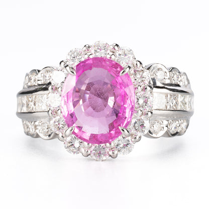 ZUISHO｜Pt900 マダガスカル産 ピンクサファイア 2.89ct ダイヤモンド 1.25ct リング（GIA鑑別付）