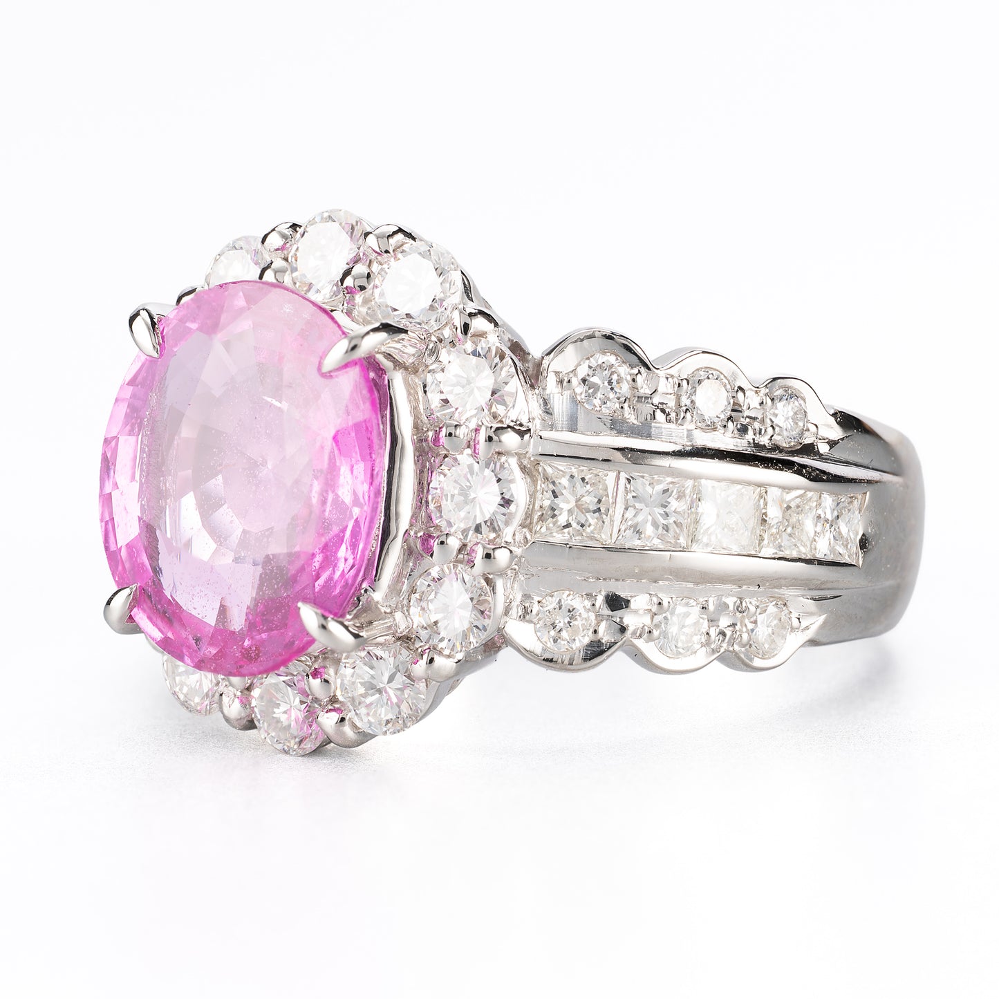 ZUISHO｜Pt900 マダガスカル産 ピンクサファイア 2.89ct ダイヤモンド 1.25ct リング（GIA鑑別付）