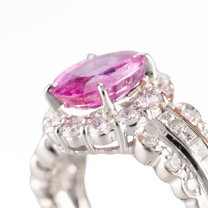 ZUISHO｜Pt900 マダガスカル産 ピンクサファイア 2.89ct ダイヤモンド 1.25ct リング（GIA鑑別付）