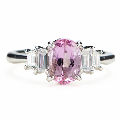 ピンクトパーズプラチナリング To: 1.66ct D:0.41ct Pt900