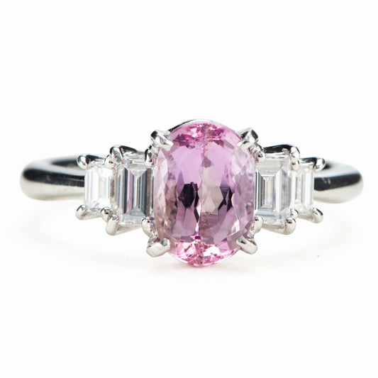 ピンクトパーズプラチナリング To: 1.66ct D:0.41ct Pt900