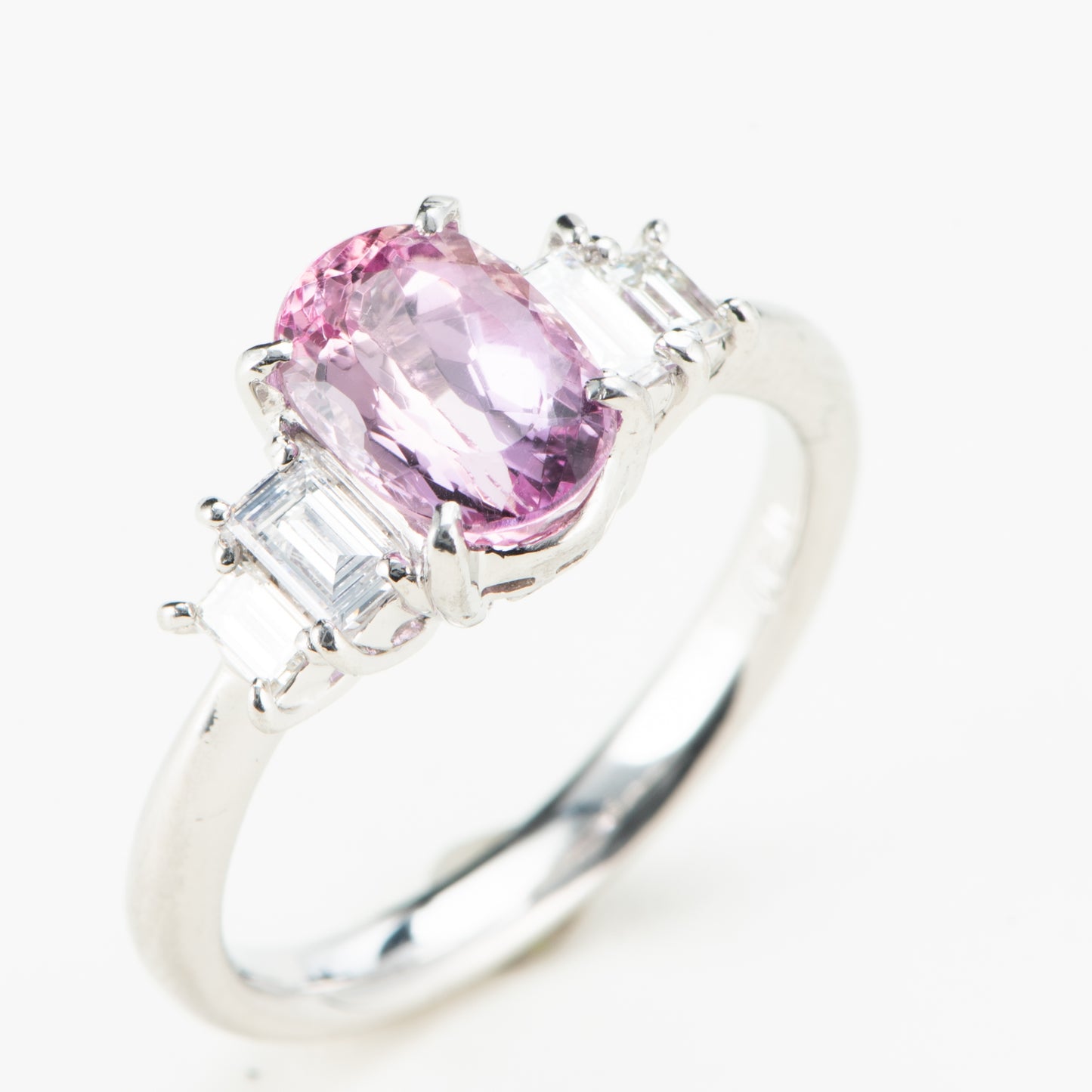 ピンクトパーズプラチナリング To: 1.66ct D:0.41ct Pt900