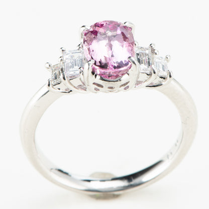 ピンクトパーズプラチナリング To: 1.66ct D:0.41ct Pt900