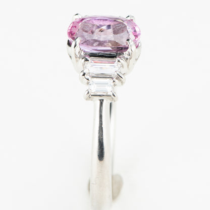 ピンクトパーズプラチナリング To: 1.66ct D:0.41ct Pt900