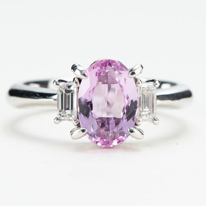 2ct ピンクトパーズプラチナ製リング To: 2.12ct D:0.28ct Pt900