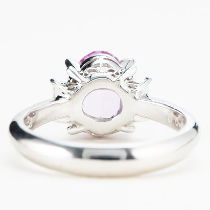 2ct ピンクトパーズプラチナ製リング To: 2.12ct D:0.28ct Pt900