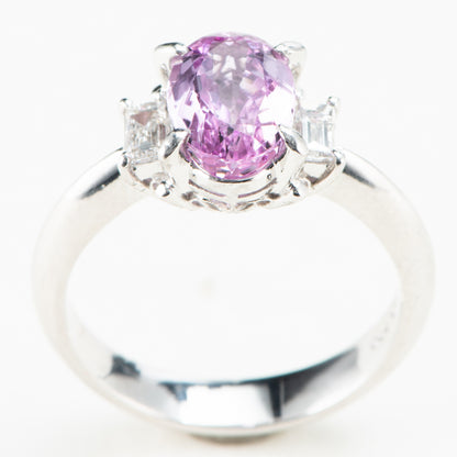 2ct ピンクトパーズプラチナ製リング To: 2.12ct D:0.28ct Pt900