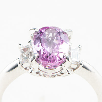 2ct ピンクトパーズプラチナ製リング To: 2.12ct D:0.28ct Pt900