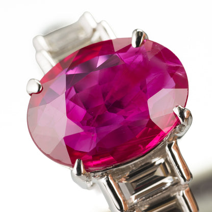 ステップ ルビーxダイヤモンド プラチナ製リング R: 2.01ct D: 0.31ct Pt900 GIA