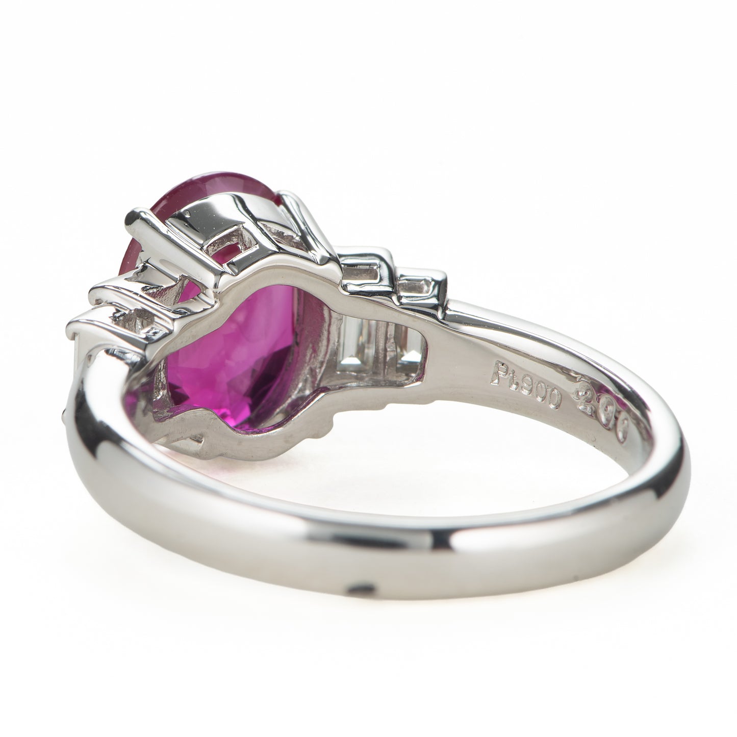 ステップ ルビーxダイヤモンド プラチナ製リング R: 2.01ct D: 0.31ct Pt900 GIA