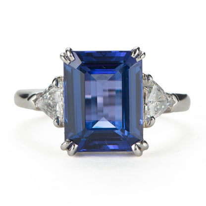 スリーストーン タンザナイトxダイヤモンド プラチナ製リング Ta: 4.89 ct D: 0.42ct Pt900