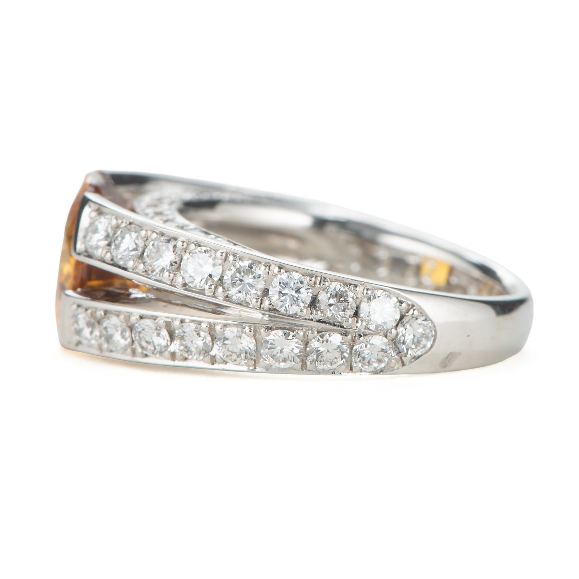 フロート 3.72ct イエローサファイアxダイヤモンド プラチナ製リング(YS:3.72ct D:1.32 Pt900)