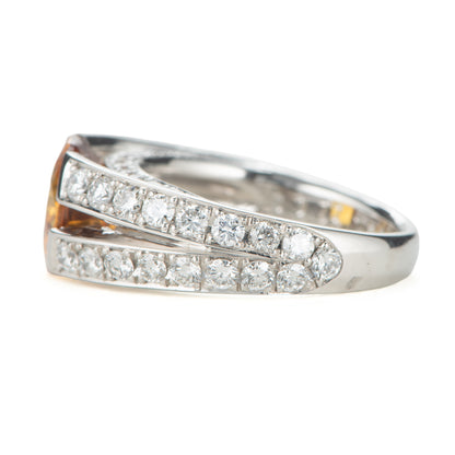 フロート 3.72ct イエローサファイアxダイヤモンド プラチナ製リング(YS:3.72ct D:1.32 Pt900)