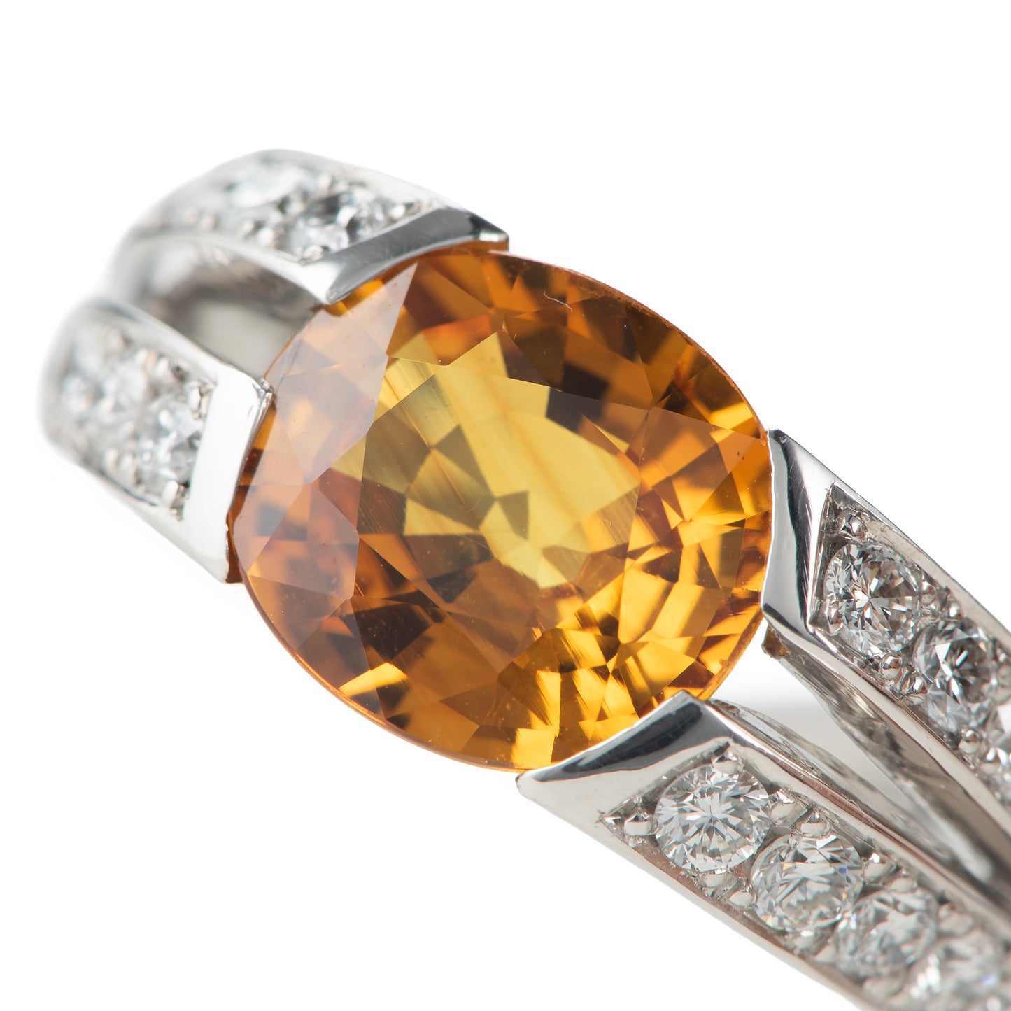 フロート 3.72ct イエローサファイアxダイヤモンド プラチナ製リング(YS:3.72ct D:1.32 Pt900)