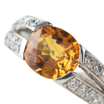 フロート 3.72ct イエローサファイアxダイヤモンド プラチナ製リング(YS:3.72ct D:1.32 Pt900)