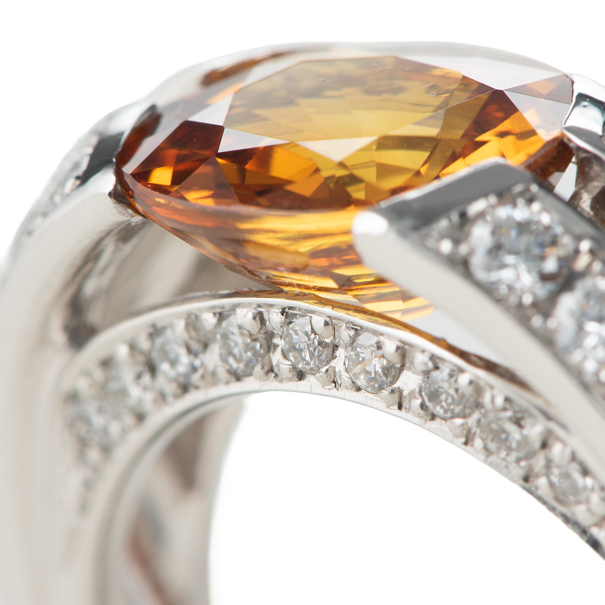 フロート 3.72ct イエローサファイアxダイヤモンド プラチナ製リング(YS:3.72ct D:1.32 Pt900)