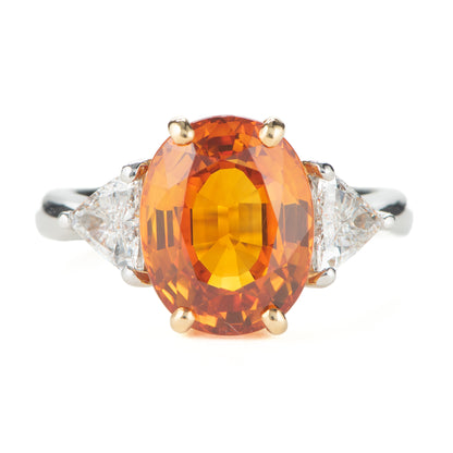 スリランカ産オレンジサファイア Pt950/K18YG OS:5.75ct D:0.56ct