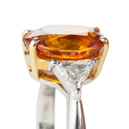 スリランカ産オレンジサファイア Pt950/K18YG OS:5.75ct D:0.56ct