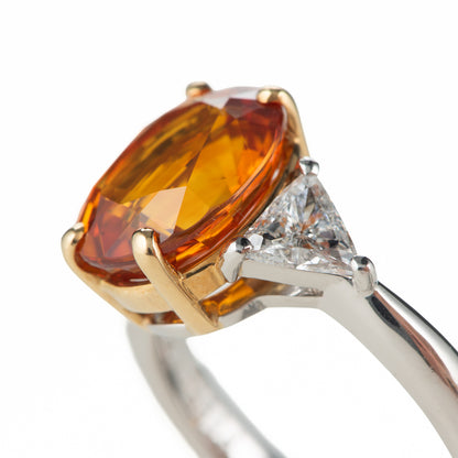 スリランカ産オレンジサファイア Pt950/K18YG OS:5.75ct D:0.56ct