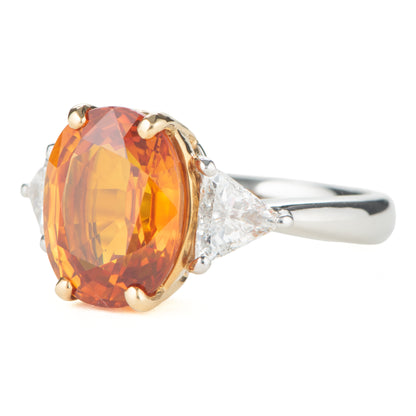 スリランカ産オレンジサファイア Pt950/K18YG OS:5.75ct D:0.56ct