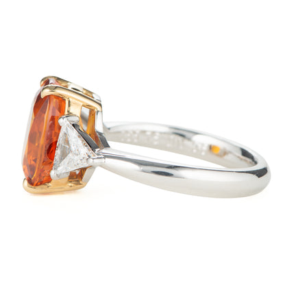 スリランカ産オレンジサファイア Pt950/K18YG OS:5.75ct D:0.56ct