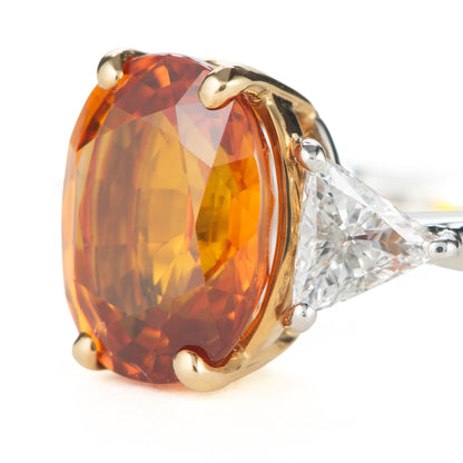スリランカ産オレンジサファイア Pt950/K18YG OS:5.75ct D:0.56ct