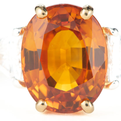 スリランカ産オレンジサファイア Pt950/K18YG OS:5.75ct D:0.56ct
