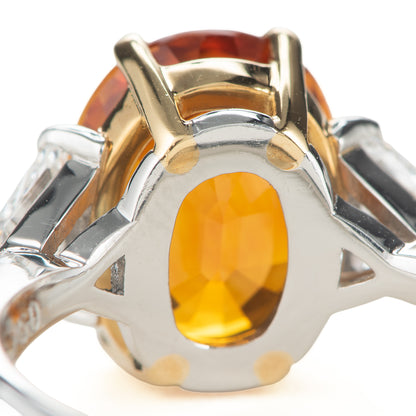 スリランカ産オレンジサファイア Pt950/K18YG OS:5.75ct D:0.56ct