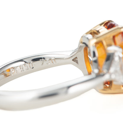 スリランカ産オレンジサファイア Pt950/K18YG OS:5.75ct D:0.56ct