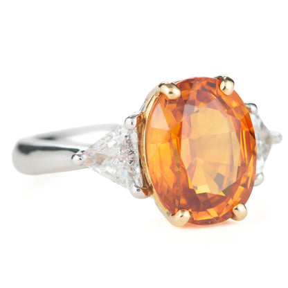 スリランカ産オレンジサファイア Pt950/K18YG OS:5.75ct D:0.56ct