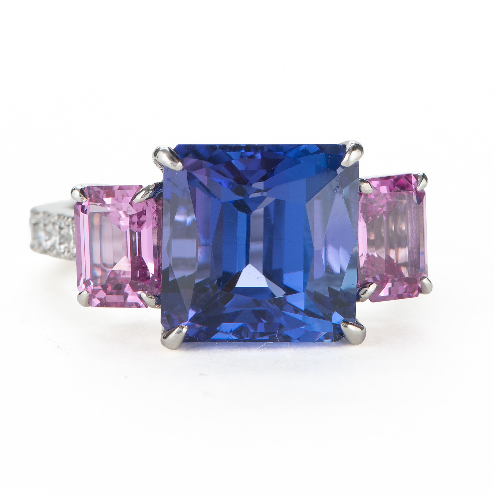 6ct タンザナイトｘピンクサファイアxダイヤモンドプラチナ製リング T:6.00ct PS:1.62 D:0.41ct Pt950